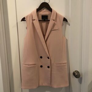 Blush Pink Sleeveless Long Blazer by Banana Republic